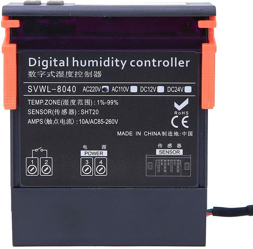 DEWIN Luftfeuchtigkeitsregler, 220V Digitaler Luftfeuchtigkeitsregler Messbereich 1% -99% RH Typ HM