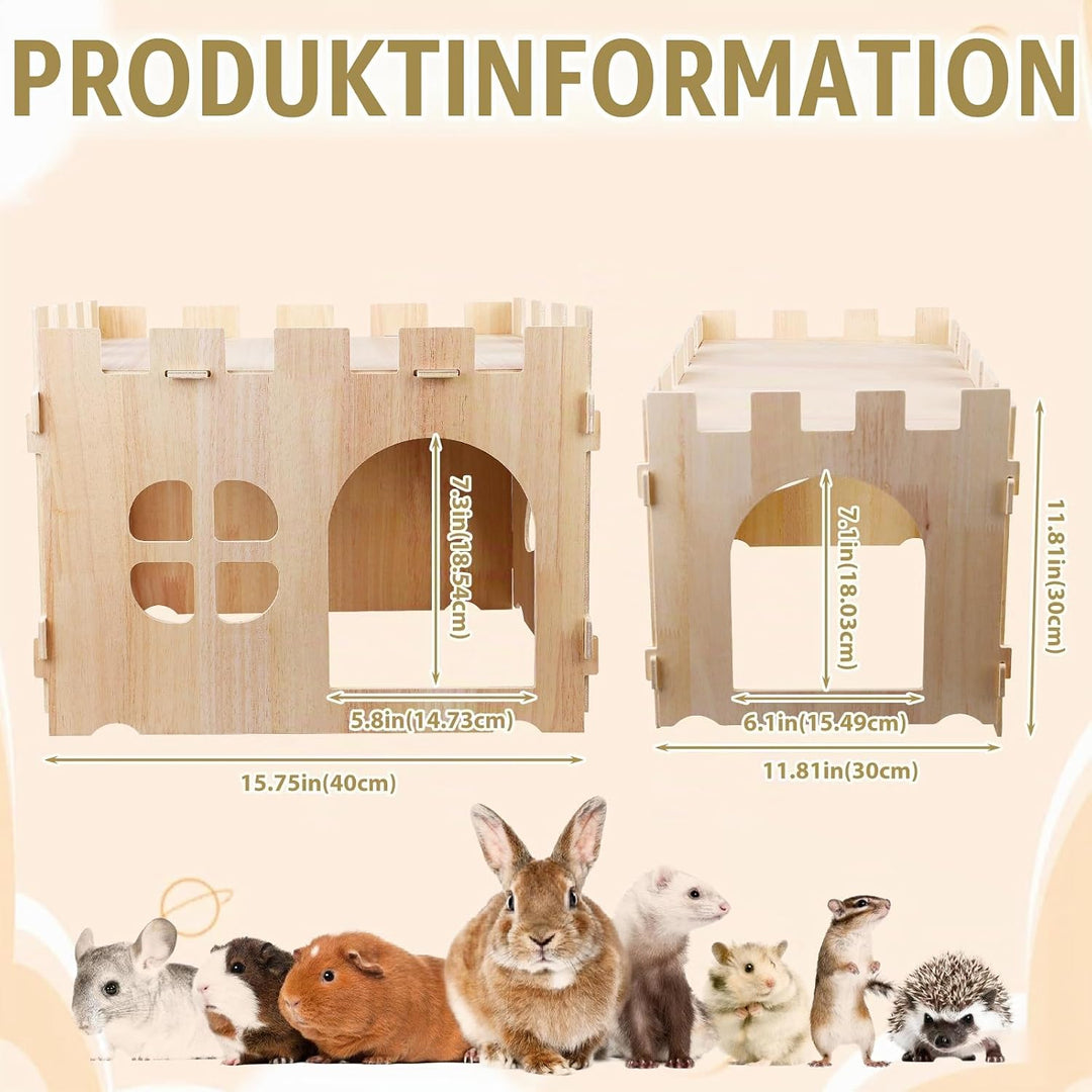 Grosse Kaninchenhaus, Verstecke Hölzernes Kaninchen Versteck Schloss, Hasen Spielhaus, Abnehmbares K