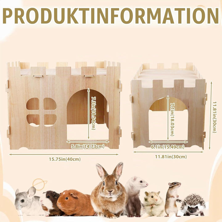 Grosse Kaninchenhaus, Verstecke Hölzernes Kaninchen Versteck Schloss, Hasen Spielhaus, Abnehmbares K