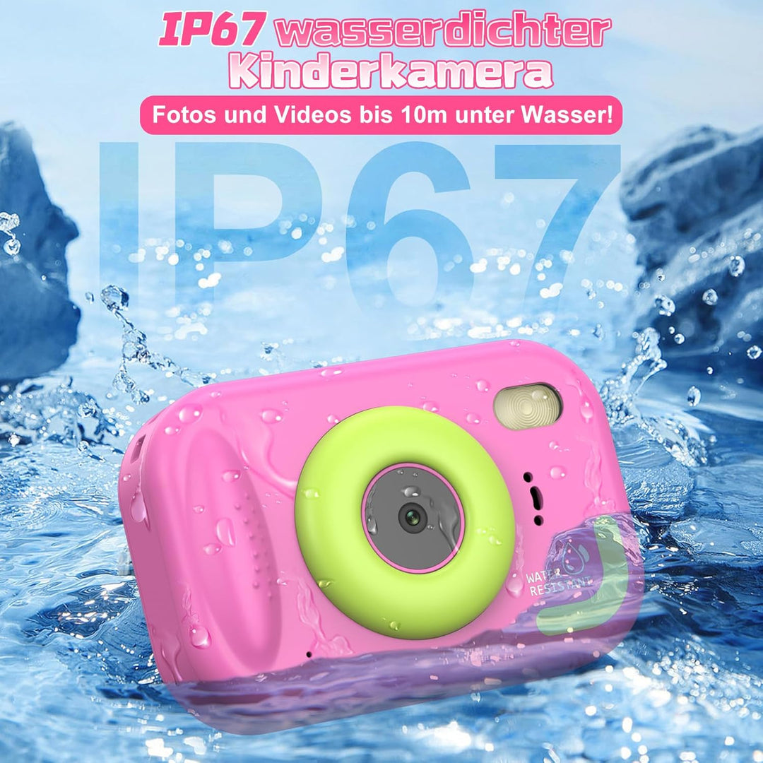 CHAKEYAKE Unterwasserkamera, IP67 1080P 10m Kinderkamera wasserdichte mit 32GB Karte, 2,4" Bildschir