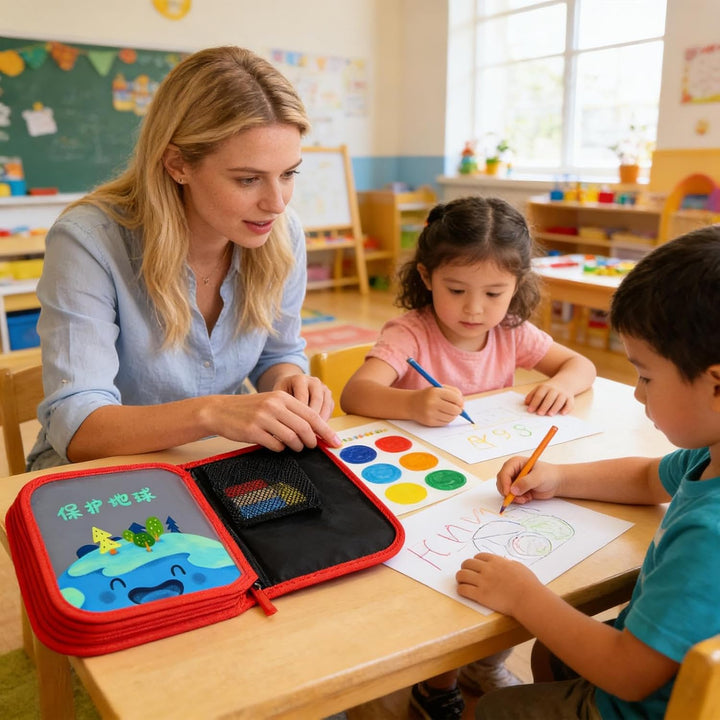 Wasserdichtes Buch für Kinder, wiederverwendbares Zeichen-Notizbuch-Set, 14 Seiten mit Stift-Zubehör