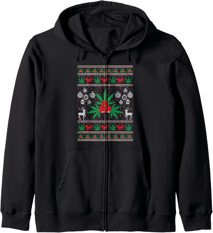 Marijuana Ugly Christmas Santa Holiday Blunt Weed Joint Kapuzenjacke