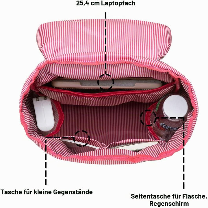 KAUKKO Rucksack Klein Damen Herren Schön und Praktisch Mini Daypack mit Laptopfach für 10" Notebook