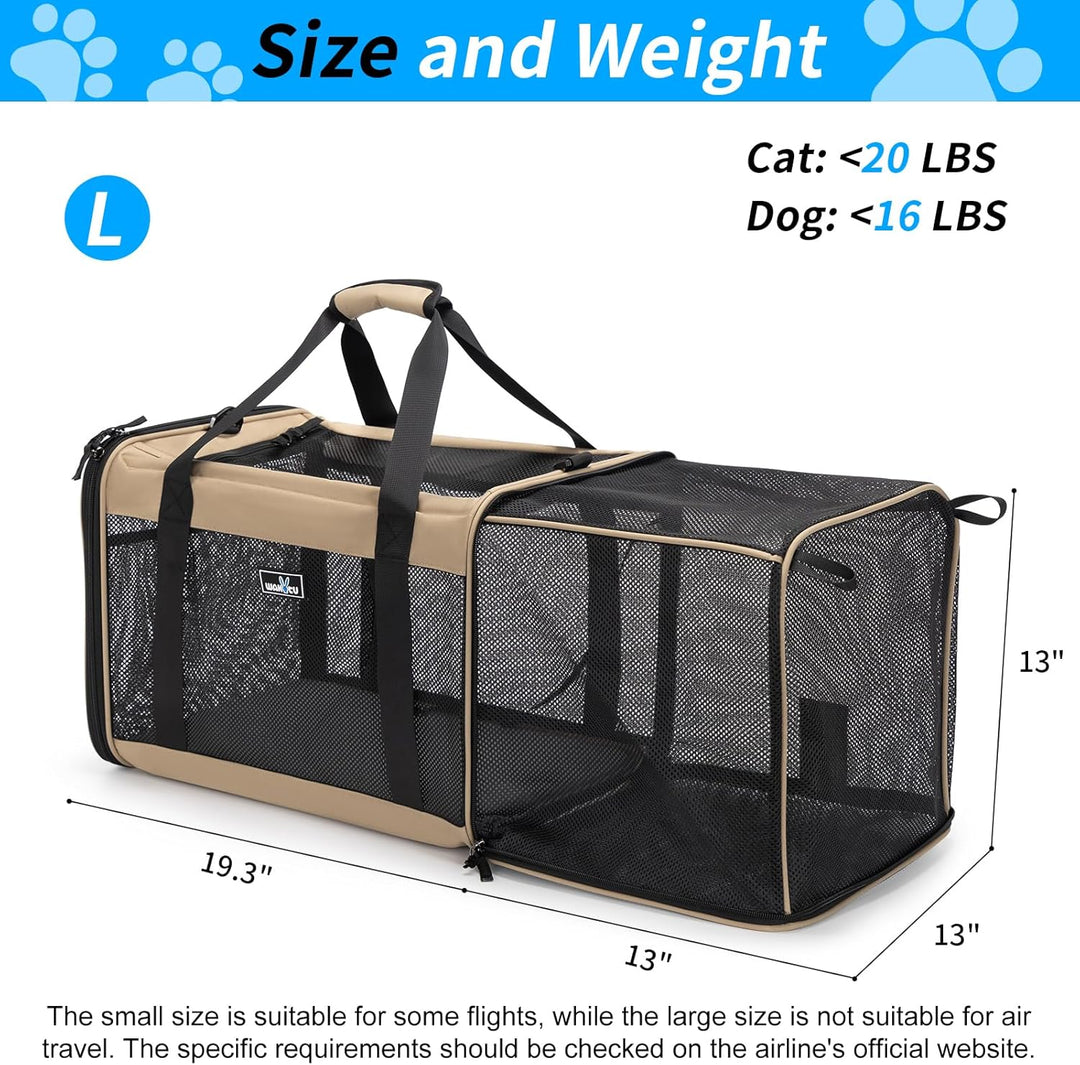 Wakytu transportbox Katze Fluggesellschaftsgenehmigte Erweiterbare Haustiertransporttasche für klein