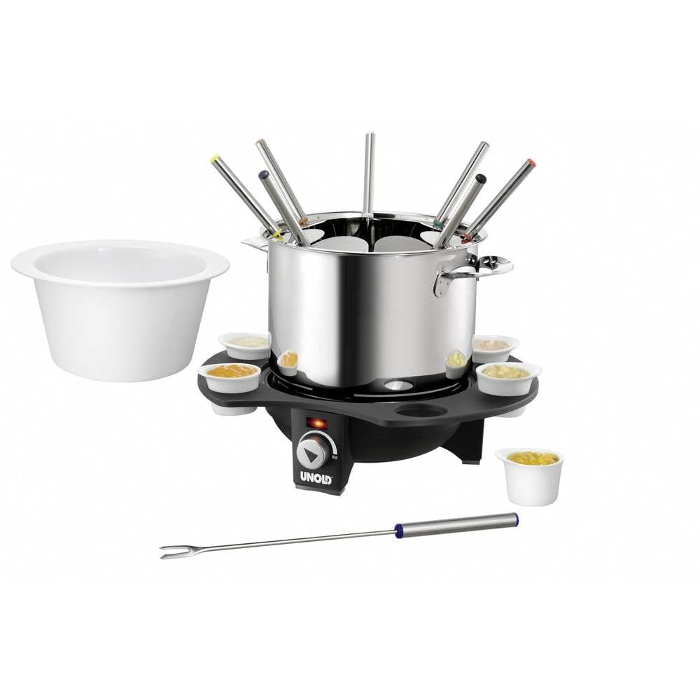 UNOLD Fondue-Elegance, Fondue-Set, Wechseltopf (Edelstahl/Keramik), Zubehör, für 8 Personen, 48645