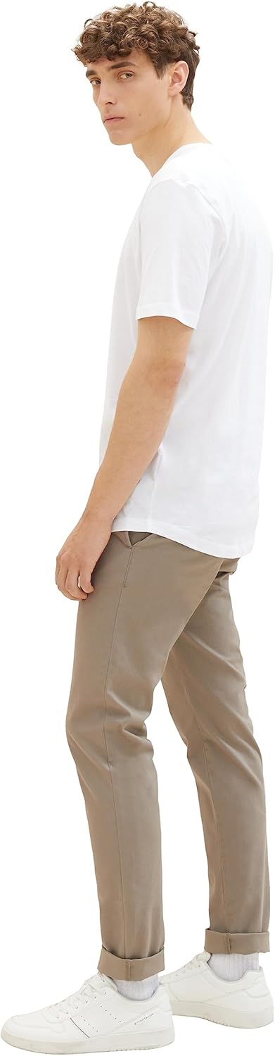 TOM TAILOR Denim Herren Slim Fit Chino Hose aus Baumwolle 30W / 34L 10941 - Coastal Fog Beige, 30W /