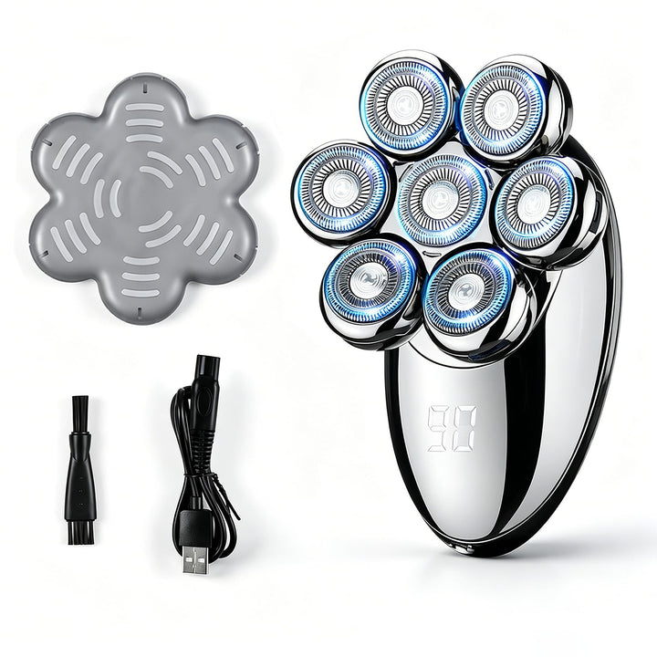 Glatzen Rasierer Herren, 7D Kopfrasierer mit 7 Scherköpfen, Elektrischer Head Shaver Men, Vollständi