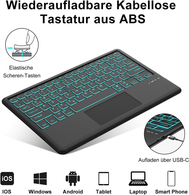 Xiaomi Redmi Pad Pro 12.1 Tastatur Hülle - Xiaomi Pad Poco 12.1 Zoll 2024, Multi Touch Trackpad, 7 F
