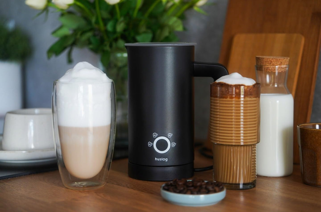 Milchaufschäumer mit Heizung, 4 Milchaufschäummodi, 500W, Schwarz, Schwarz