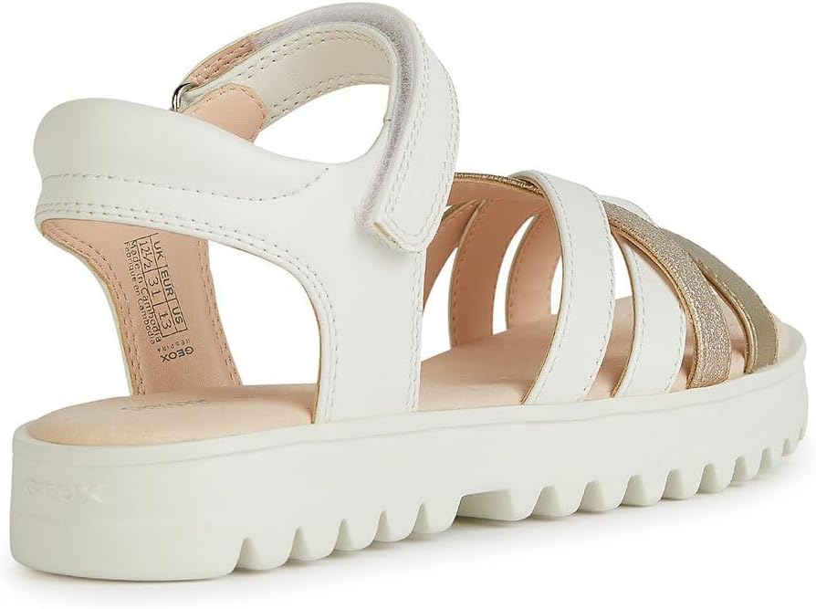 Geox Mädchen J Coralie Gir Sandal 29 EU White Platinum, 29 EU White Platinum