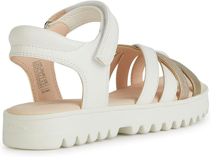 Geox Mädchen J Coralie Gir Sandal 29 EU White Platinum, 29 EU White Platinum