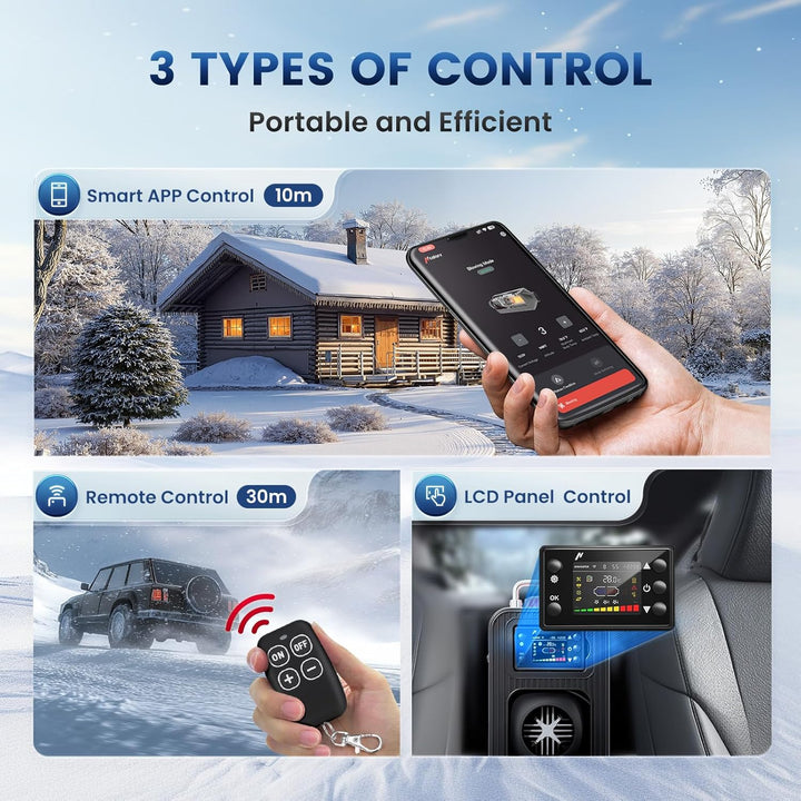 8kW Diesel Standheizung, 12V/24V Diesel Luftheizung 0,12–0,45 L/h, mit APP & 220-240V Adapter,28% hö