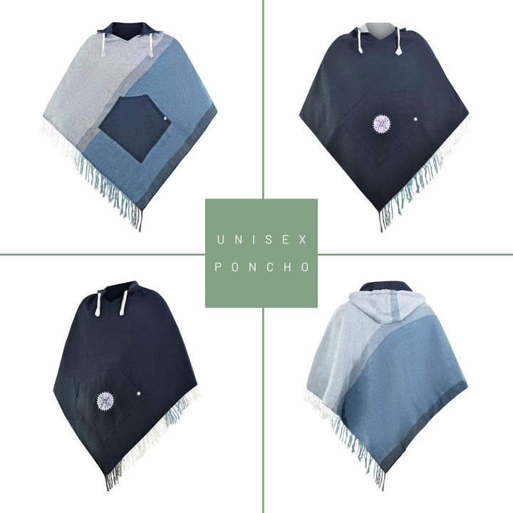 virblatt - Poncho Herren & Poncho Damen | Baumwolle | Herren Poncho mit Kapuze | Wendefunktion | Pon