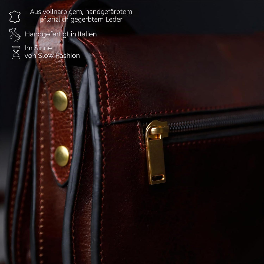 Time Resistance Leder Umhängetasche Damen - Messenger Bags - Arbeitstasche Damen - Schultertasche -
