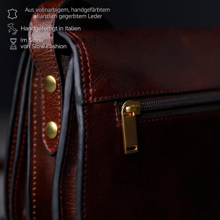 Time Resistance Leder Umhängetasche Damen - Messenger Bags - Arbeitstasche Damen - Schultertasche -