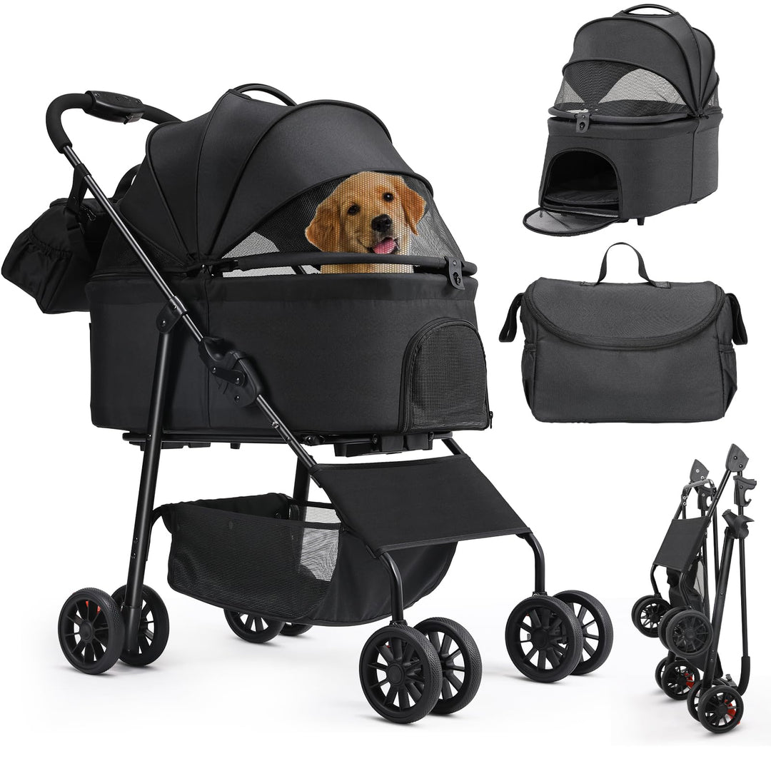 MAMIZO Hundebuggy 3 in 1 bis 30 kg,Klappbar Hundebox Transporttasche,Tragbares Haustiernest,GroBzügi