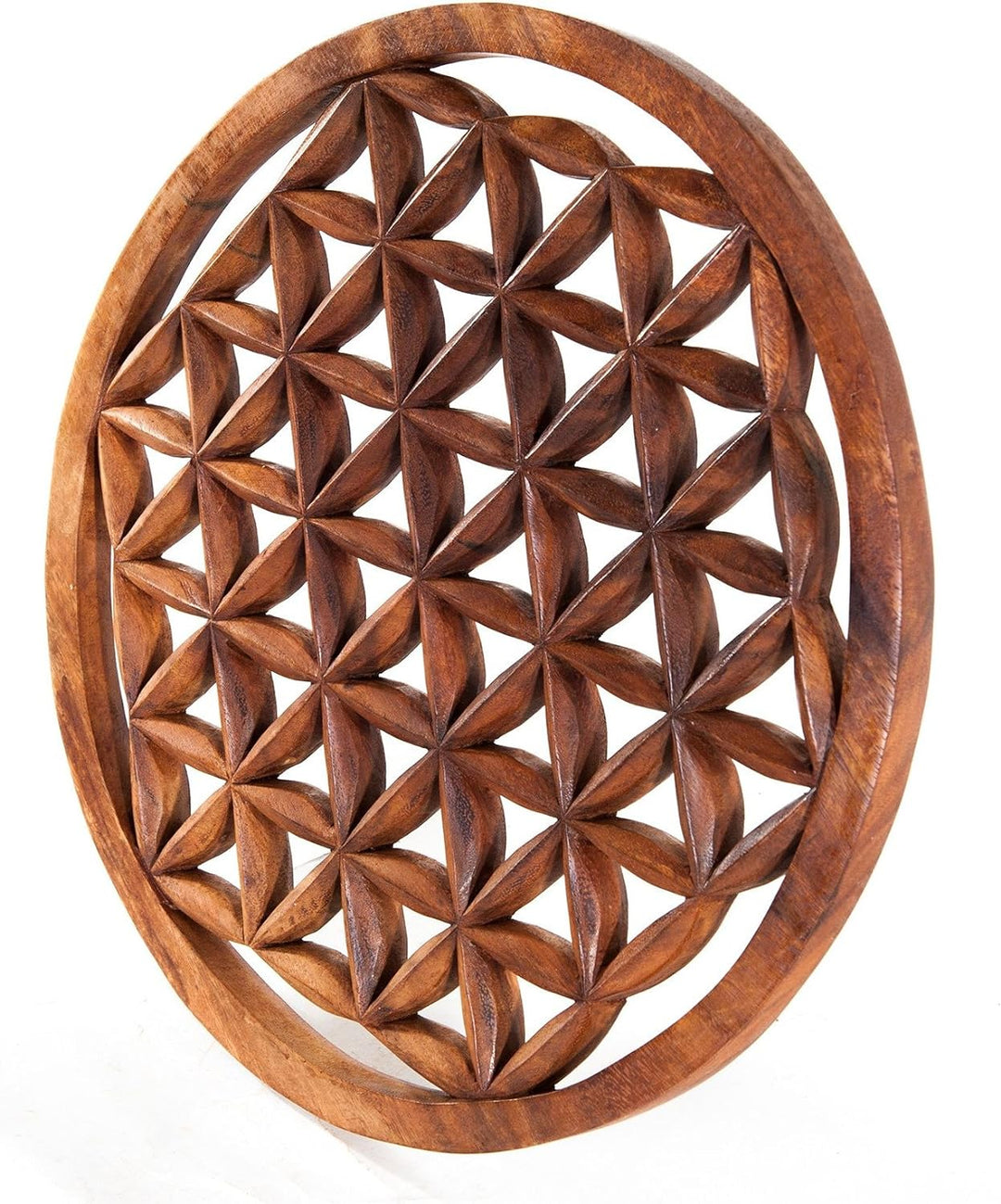 Windalf Grosses Wandbild BLUME DES LEBENS Ø 40 cm Lebensblume Energiebild Holzbild Handarbeit aus Ho