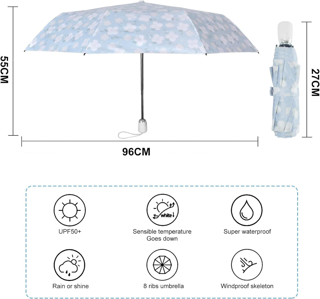 CUBY Regenschirm, Sonnenschirm Regenschirm, Freien Uv-Schutz Damen Automatik Faltschirm Winddicht Re