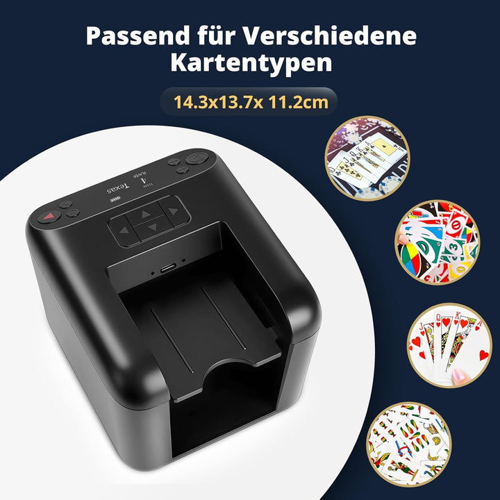 Automatischer Elektrischer Kartensendemaschine Wiederaufladbar für 1/2/3 Decks, 1–12 Spieler, 4 Rufk