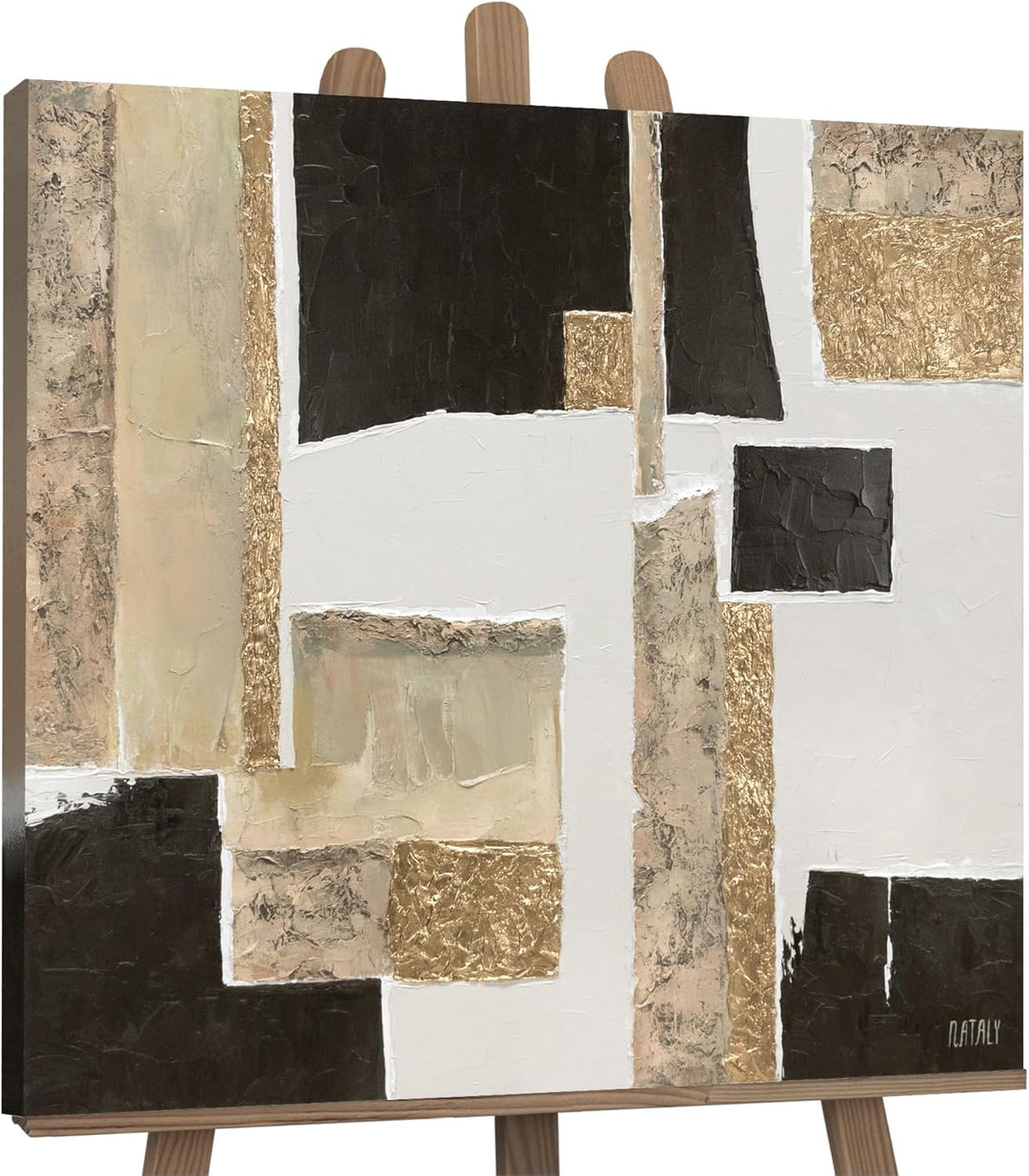 YS-Art Abstrakt Acryl Gemälde auf Leinwand Charakter handgemalt Wandbilder Wohnzimmer modern Wohndek