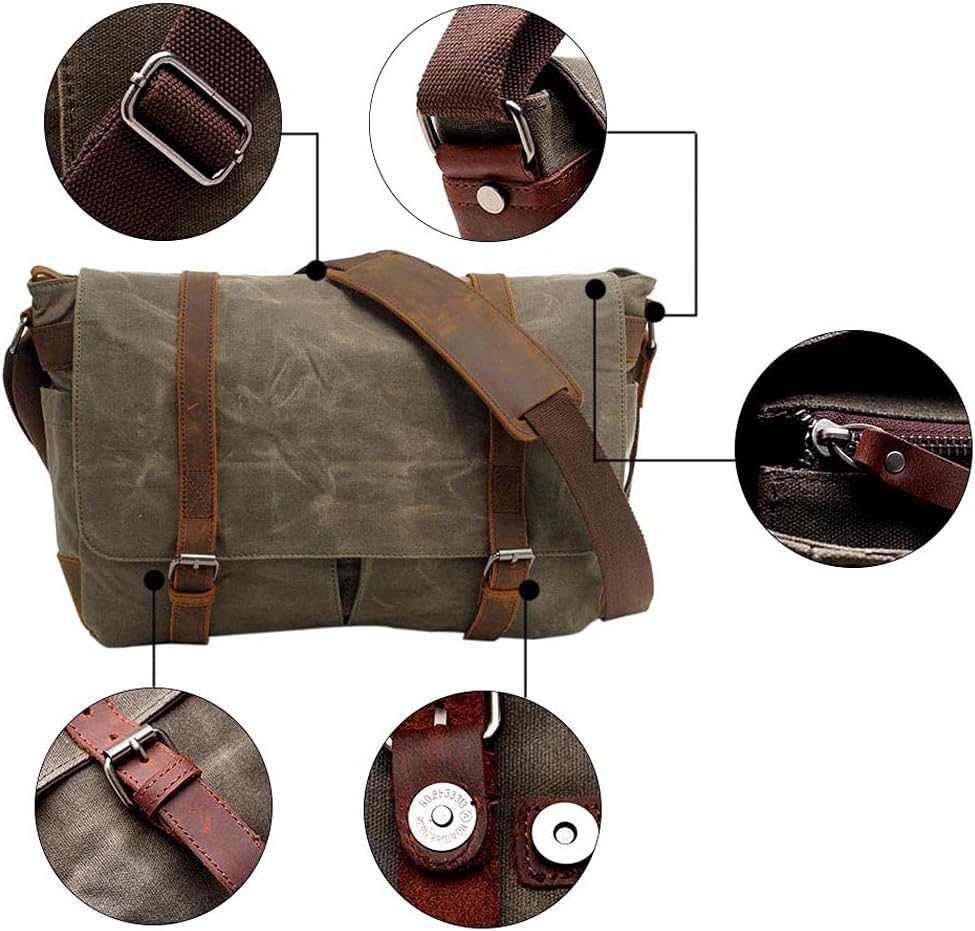 Neuleben Wasserdicht Kameratasche für DSLR Umhängetasche Vintage Gross Fototasche Canvas Leder Camer