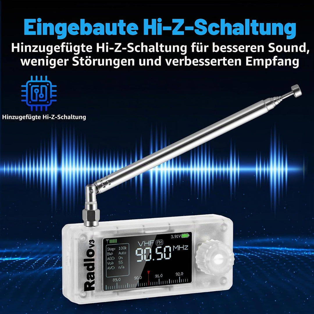 AURSINC SI4732 Mini Radio V3 Tragbare Kurzwelleempfänger, AM/FM/LSB/USB-Betriebsmodi, HF SW MW VHF V