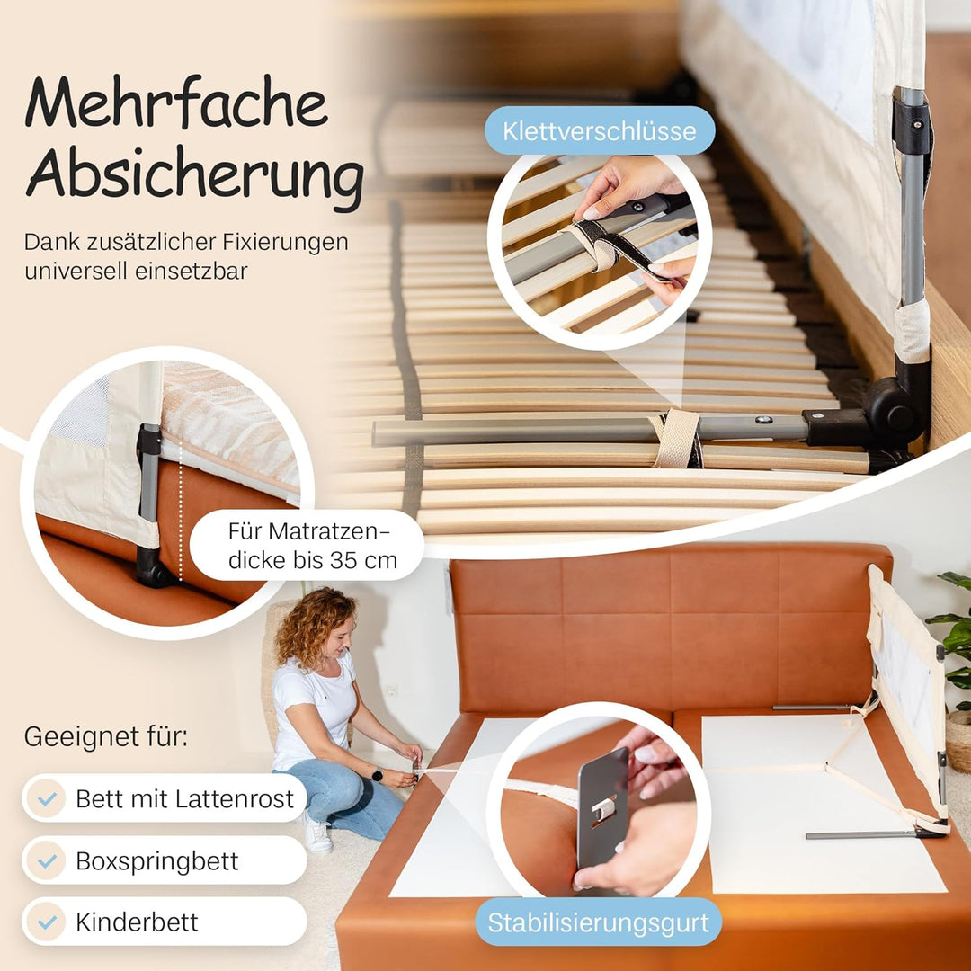 Rausfallschutz Bett Faltbar Kompaktes und Handliches Bettgitter für Reise, Übernachtungen, Hotels, b