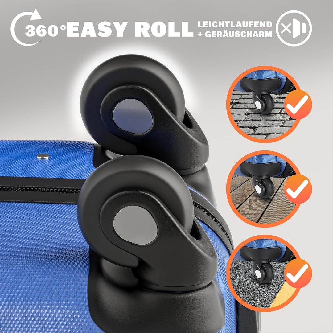 Monzana® Kofferset Baseline Hartschalen Koffer S-M-L-XL Gel-Griffe 4 Rollen ABS Hardcase Schloss Füs