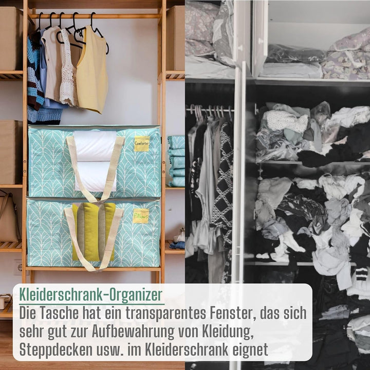 VENO 4er-Pack Umzugstaschen XXL(87 Liter) mit Sichtfenster, Faltbare Aufbewahrungstasche, Starke Gri