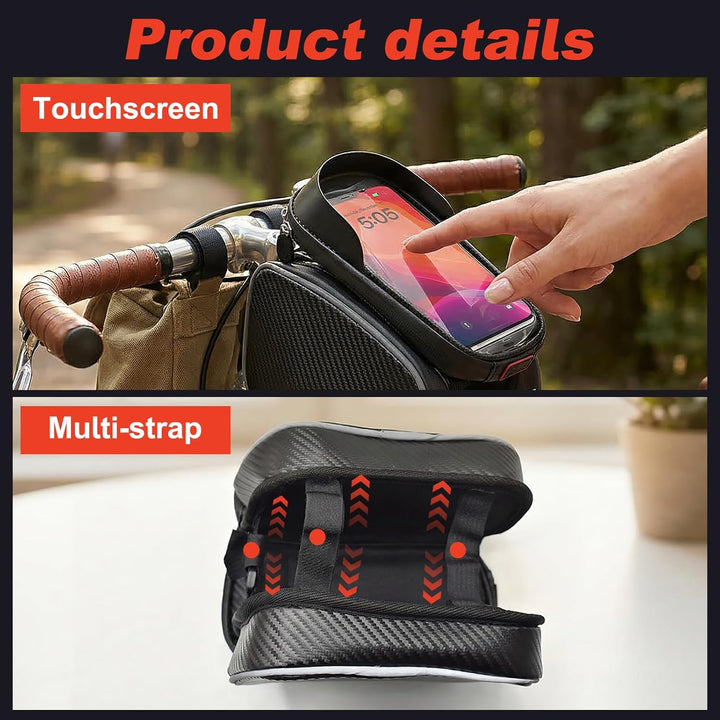Fahrrad Rahmentasche, Wasserdicht Fahrrad Lenkertasche Oberrohrtasche Bikepacking mit TPU Sensitivem