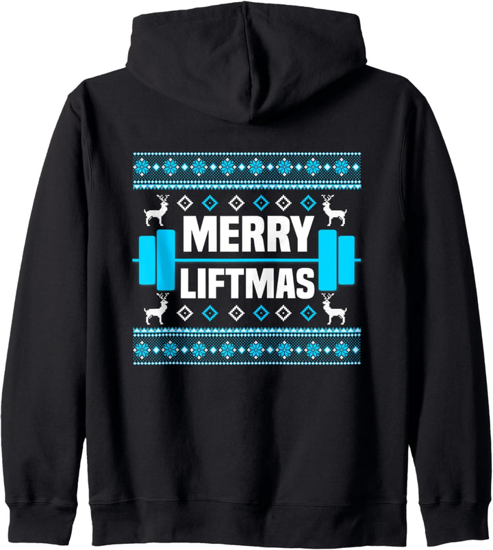 Backprint Merry Liftmas Weihnachten Workout Fitness Kapuzenjacke
