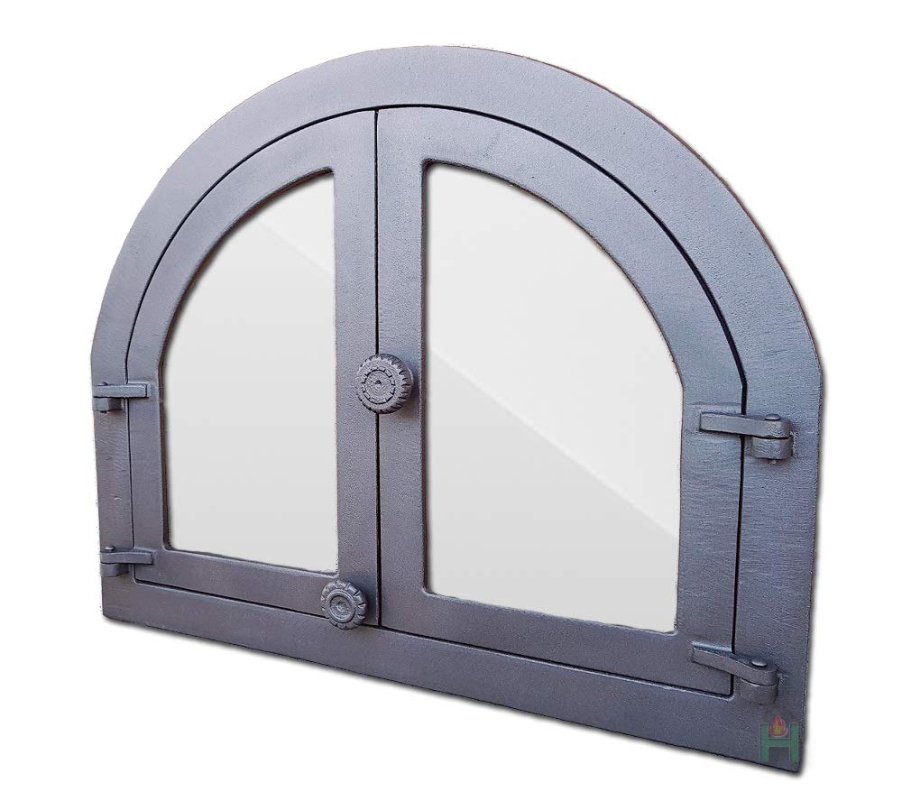 Sellon24® Backofentür Panama Glas Ofentür aus Gusseisen Pizzaofentür Steinofentür Gusseisen H3903