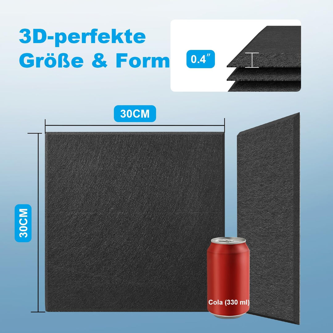 Akustikplatten selbstklebend 30x30cm |Akustikplatten| 12x Premium-schallschutz 9mm für Podcast-Aufna