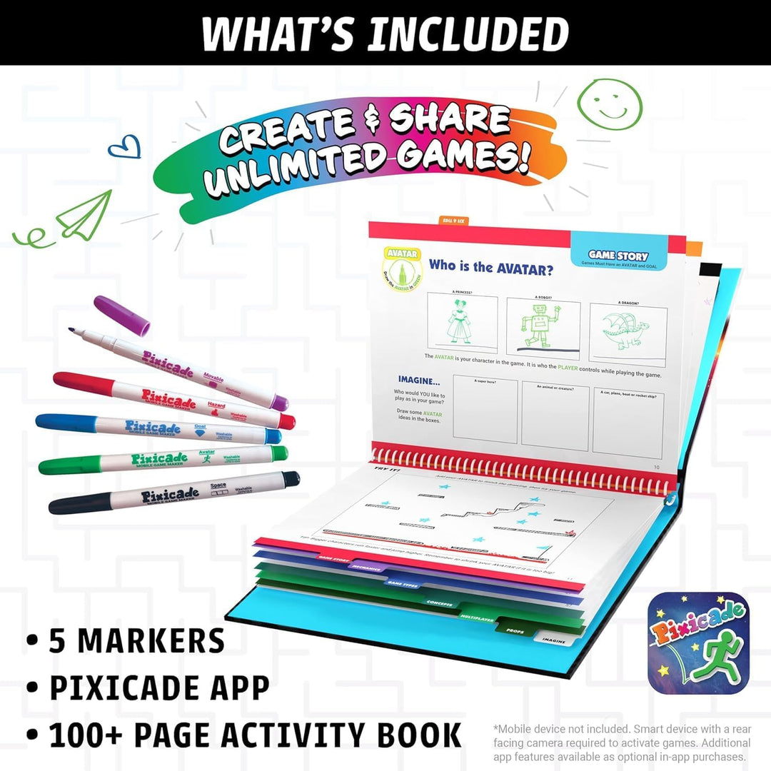 Abacus Brands Pixicade – Kreatives DIY Spielzeug ab 6 Jahren Erstelle Deine eigenen Videospiele Mit
