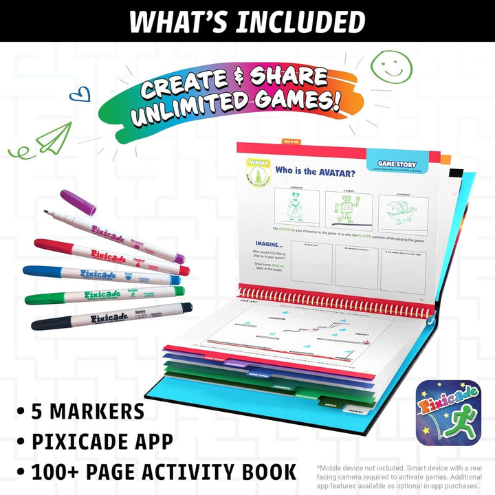 Abacus Brands Pixicade – Kreatives DIY Spielzeug ab 6 Jahren Erstelle Deine eigenen Videospiele Mit