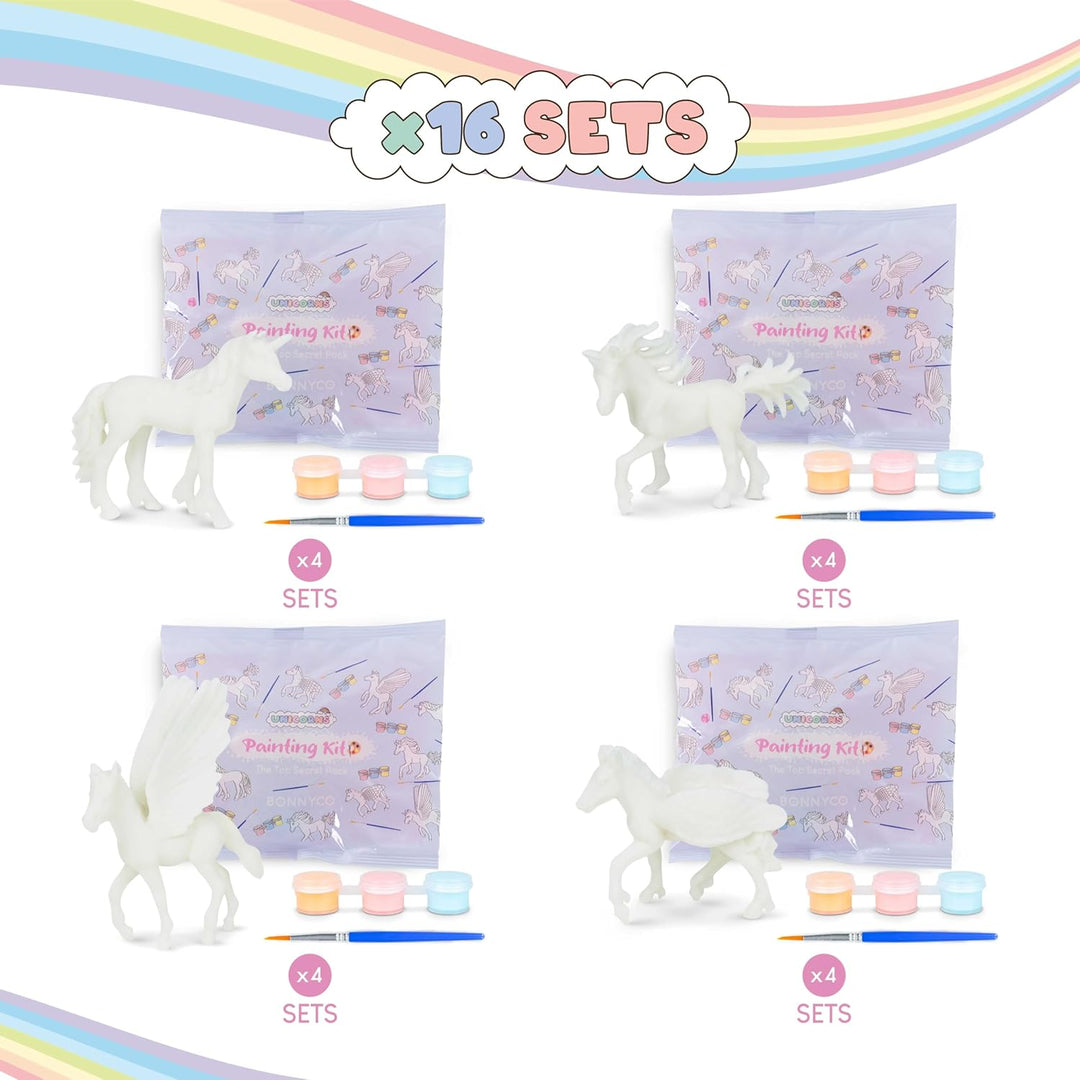 BONNYCO Einhorn Geschenke für Mädchen, Malset 16 Stück Einhorn Mitgebsel Kindergeburtstag Gastgesche