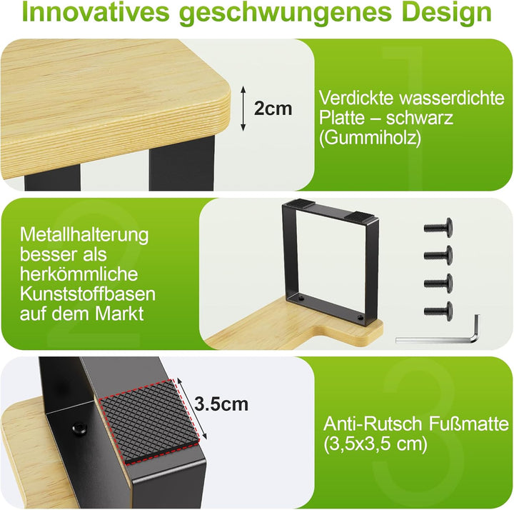 USION Toilettenhocker Erwachsene - 7 Zoll Toilettenhocker Holz, Anti-Rutsch Klohocker Fussbank Squat