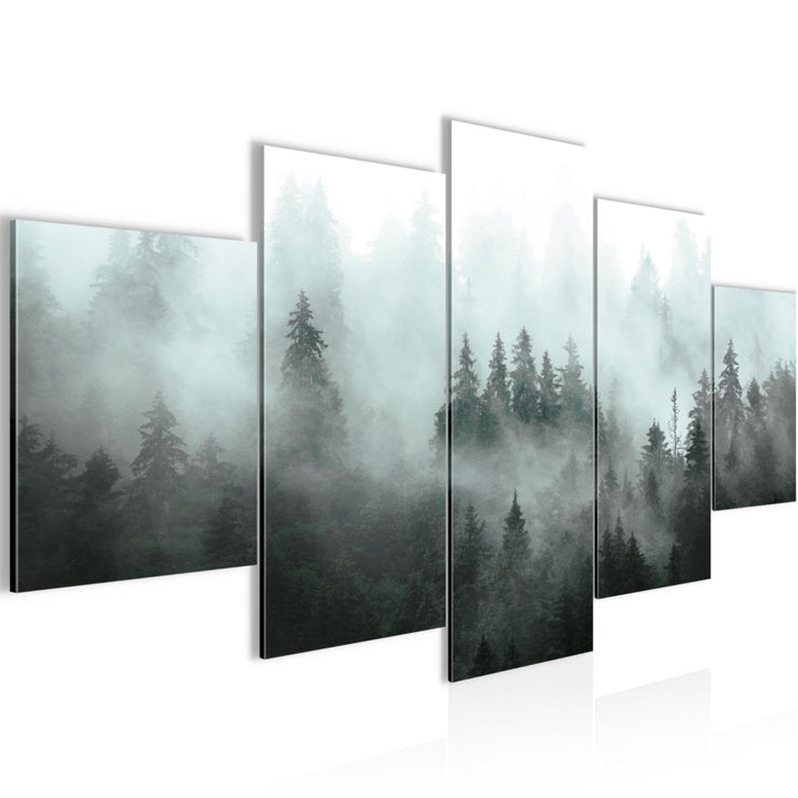Runa Art Wandbilder Wald Natur 5 Teilig Bild auf Vlies Leinwand Deko Wohnzimmer Schlafzimmer Panoram