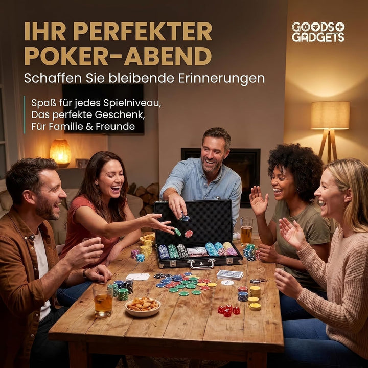 Profi Pokerkoffer Pokerset inkl. 300-500 Chips hochwertigen Pokerchips; Pokerdeck, Kartendeck, Poker