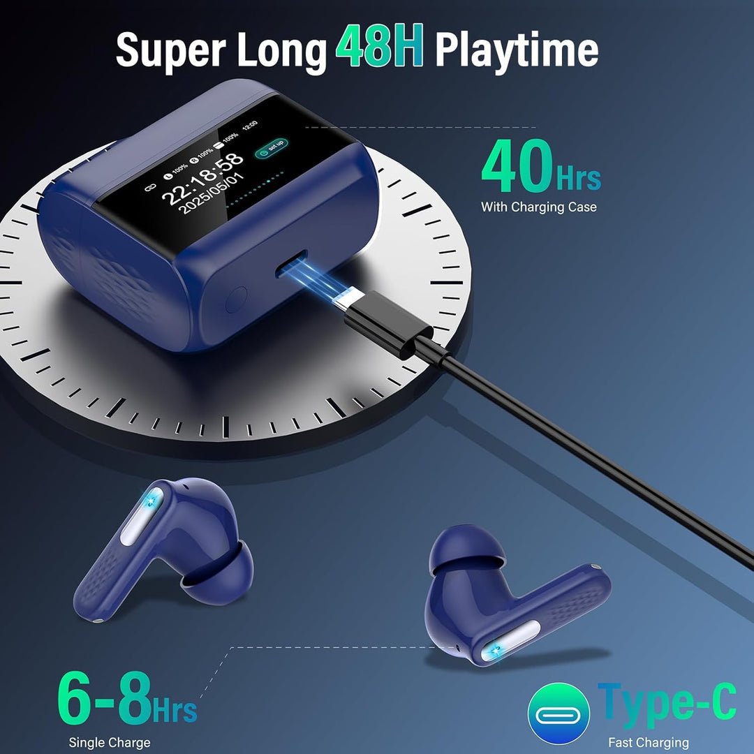 ZYHKON Bluetooth Kopfhörer mit Touchscreen, In Ear Kopfhörer Kabellos Bluetooth 5.4 mit ANC/ENC Mic