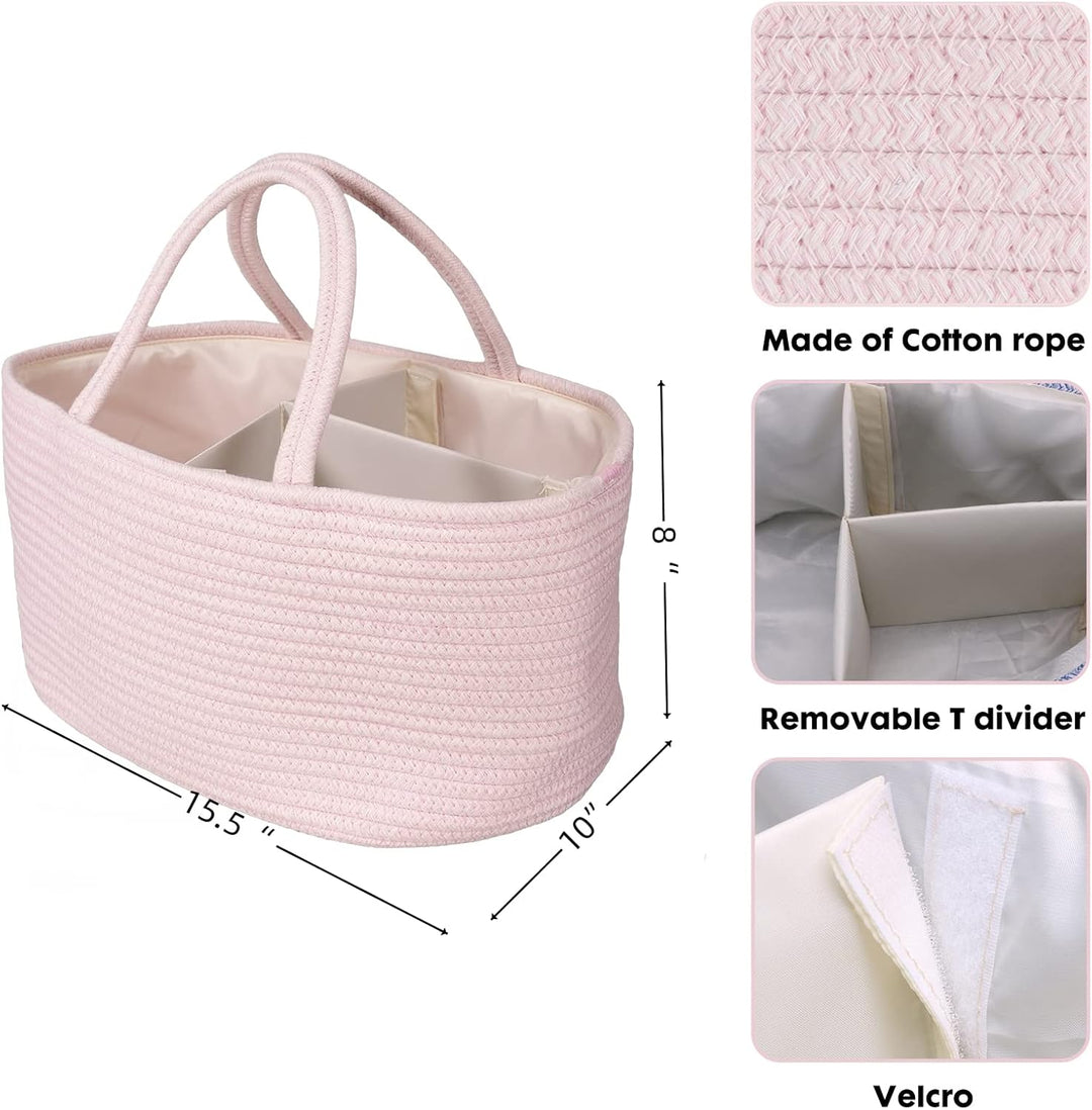Grosse Wickeltasche, für Mädchen und Jungen, Seil, Aufbewahrungskorb, Tragegriffe, für Wickeltisch,