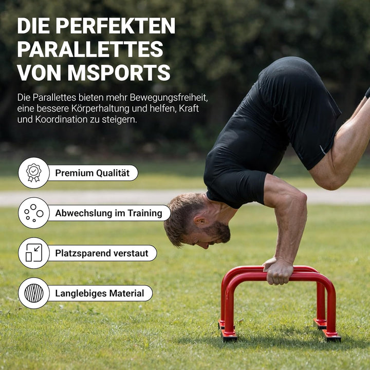 MSPORTS Low Fitness Parallettes Minibarren Professional LxBxH: 60x35x29 cm| Push-Up Bars Liegestützg