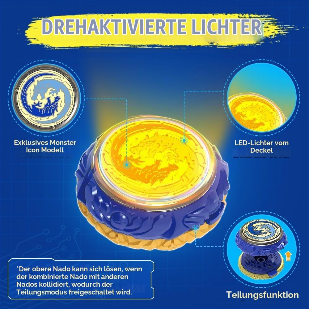 INFINITY NADO Kreisel für Kinder Metall Spielzeug Jungen, Battle Tops Kreisel Launcher Spielzeug, Sp