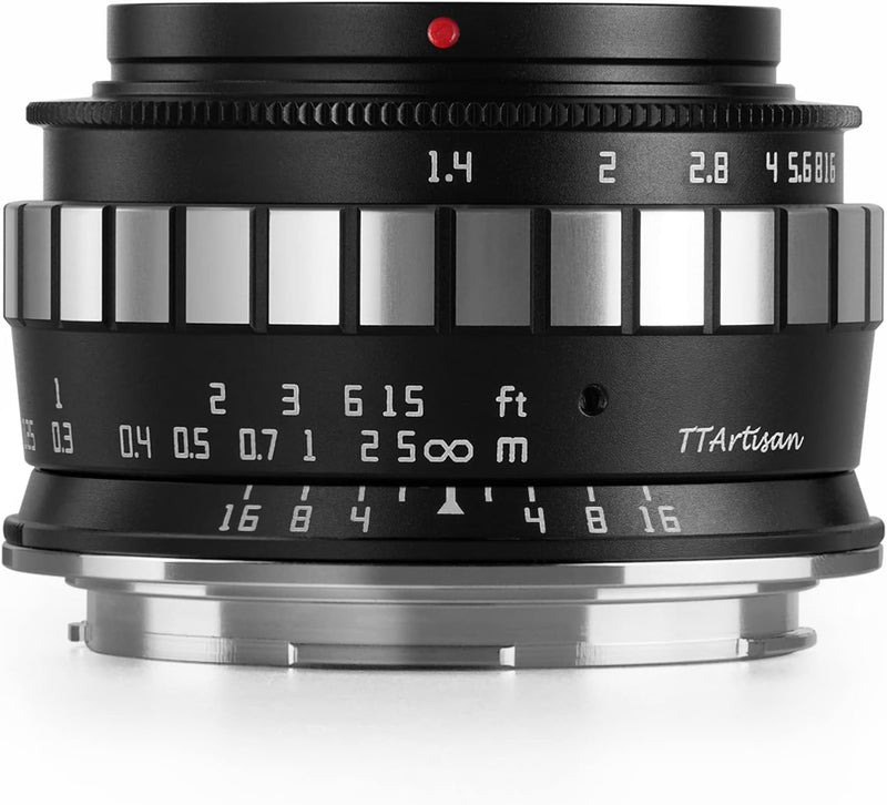 TT Artisan 23mm F/1.4 APS-C Objektiv Anschluss MFT Mount Silver manuelles Weitwinkelobjektiv für spi