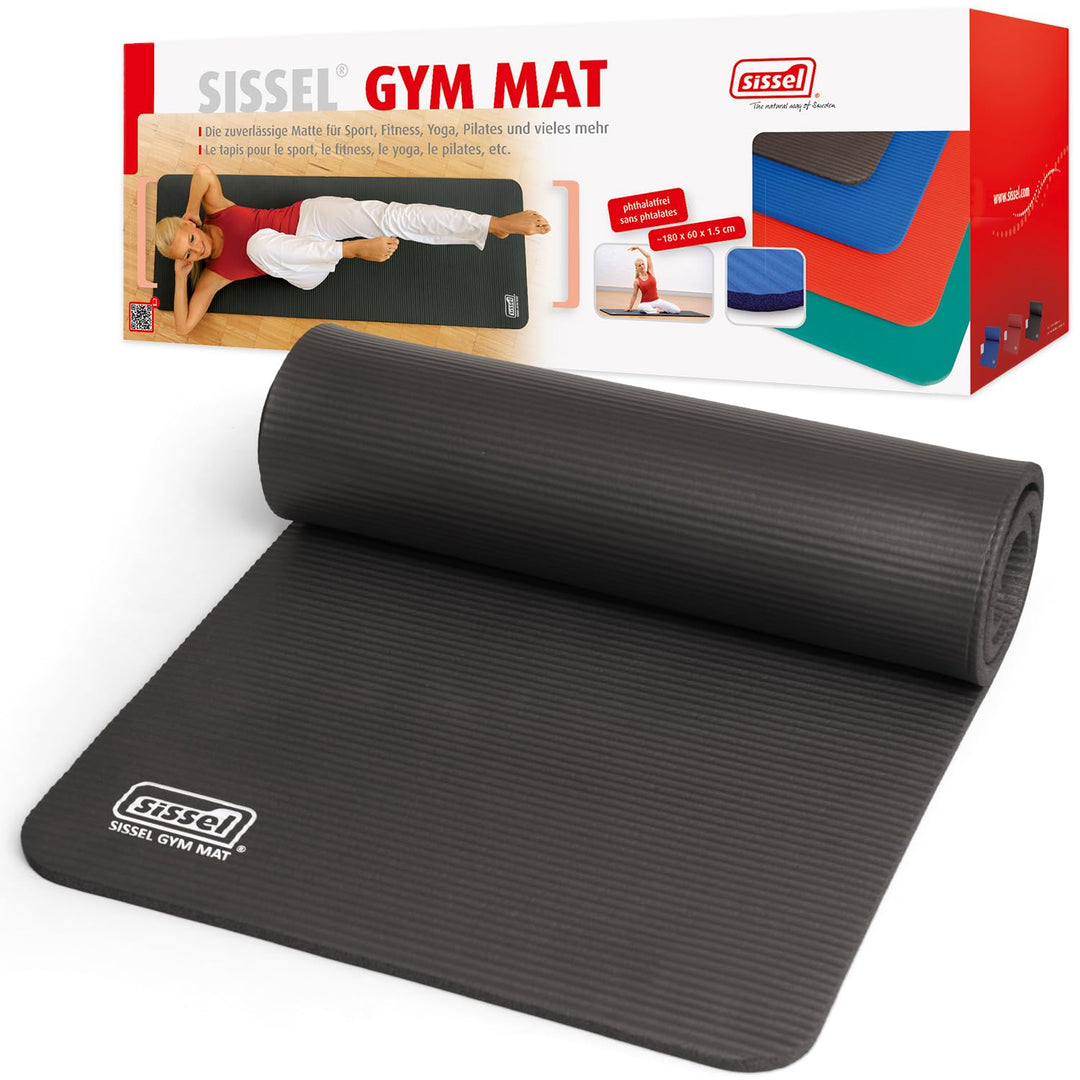 SISSEL® Gymnastikmatte 1,5cm | Hautfreundlich & Rutschfest | Optimale Dämpfung | Leicht Einrollbar |