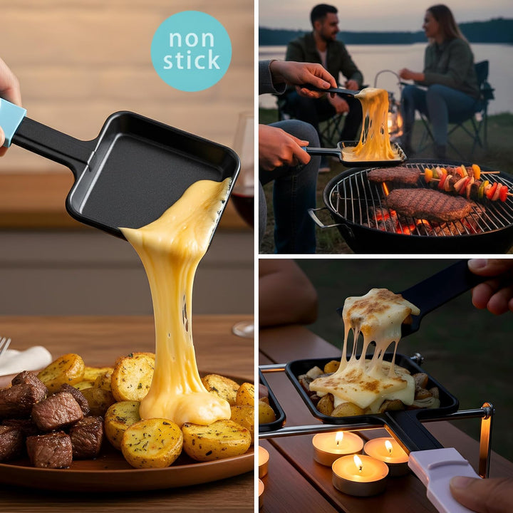 Raclette Käsepfannen Ersatz-Set, 8er-Pack quadratische Antihaft-Pfannen mit farbcodierten und extra