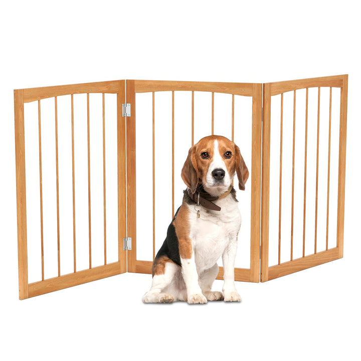 GYMAX Absperrgitter Hund 3-teilig, 159 x 76 cm Faltbar Hundegitter mit 180° Drehung, Schutzgitter Ho
