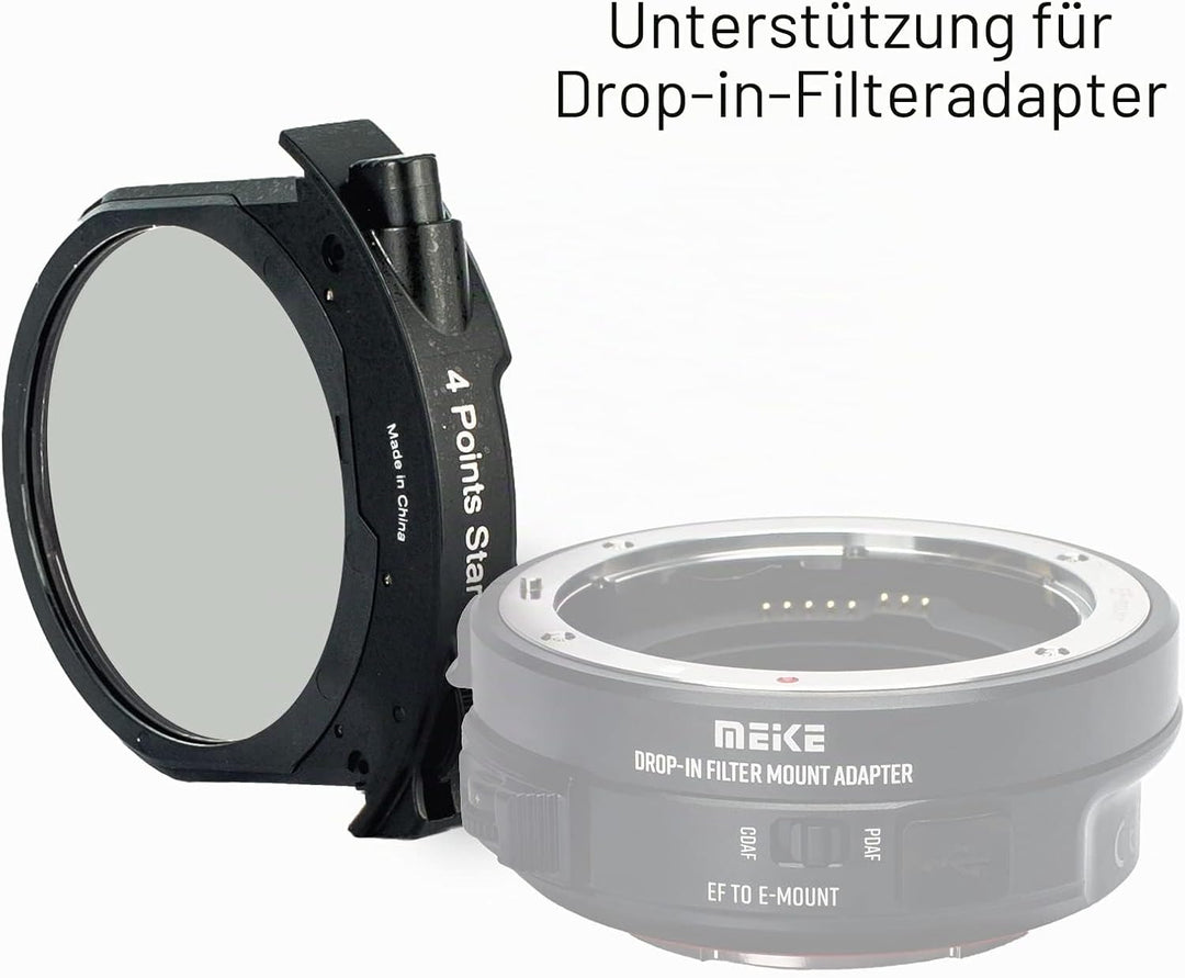 Meike 4 Points Star Drop-in Filter für Canon und Meike Drop-in Filter Mount Adapter Serie MK-EFTR-4P
