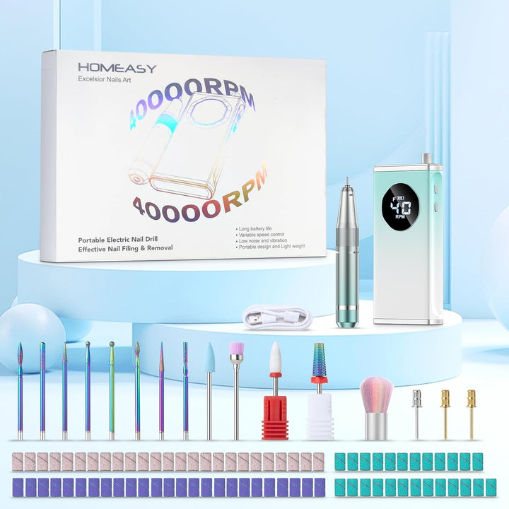 HOMEASY Nagelfräser Elektrisch Profi Maniküre Pediküre Set 16 IN 1 Nagelfeile 40000 U/Min Tragbar Fr