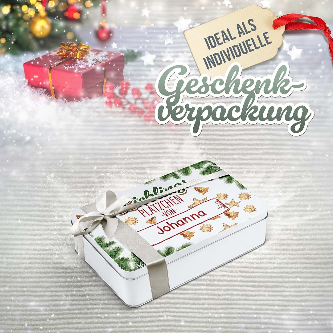 Print Royal PR Geschenkdose mit Name personalisiert - Lieblingsplätzchen - Blechdose bedrucken, Aufb